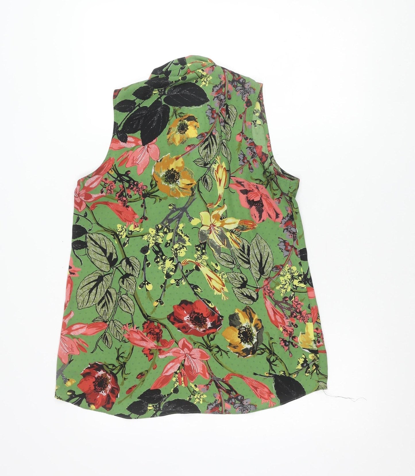 Next Womens Green Floral Sleeveless Blouse Size 10 Viscose Summer Top