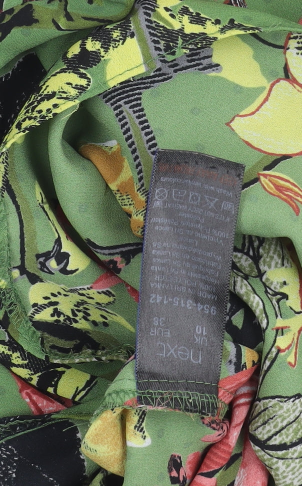 Next Womens Green Floral Sleeveless Blouse Size 10 Viscose Summer Top
