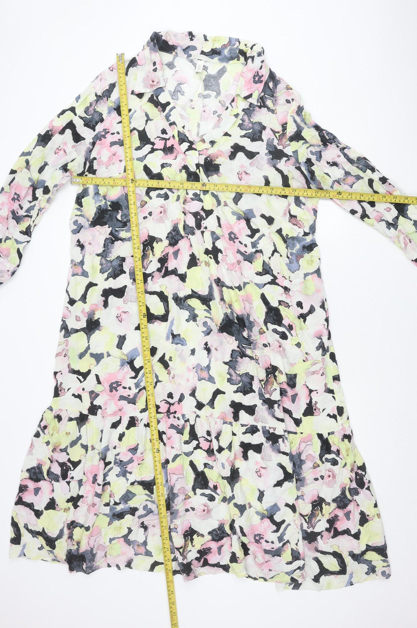 H&M Women’s Multicoloured Floral Viscose Midi Dress XL