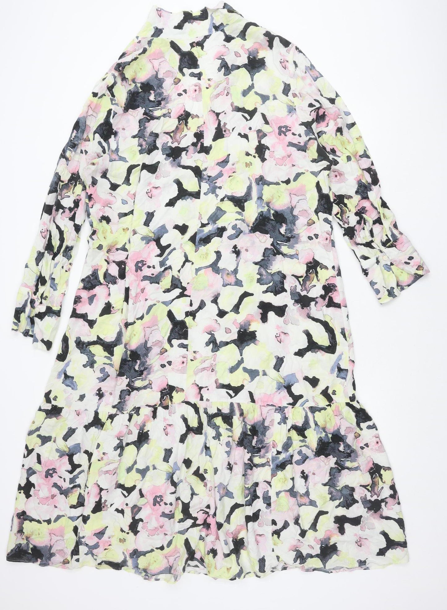 H&M Women’s Multicoloured Floral Viscose Midi Dress XL