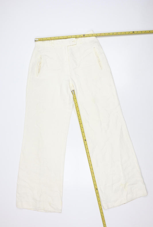 Deborah Veale Womens Ivory Size 10 Straight Corduroy Trousers