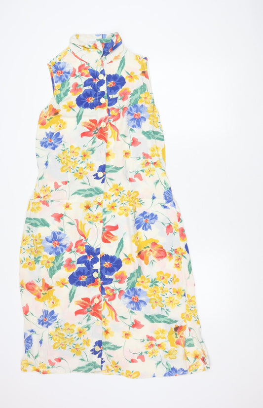 JH Special Womens Multicoloured Floral Shirt Dress Size 12 Viscose Vintage