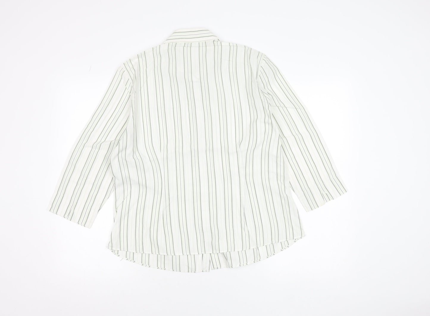 Amaranto Women’s White Striped Button-Up Shirt Size 16 Cotton Blend