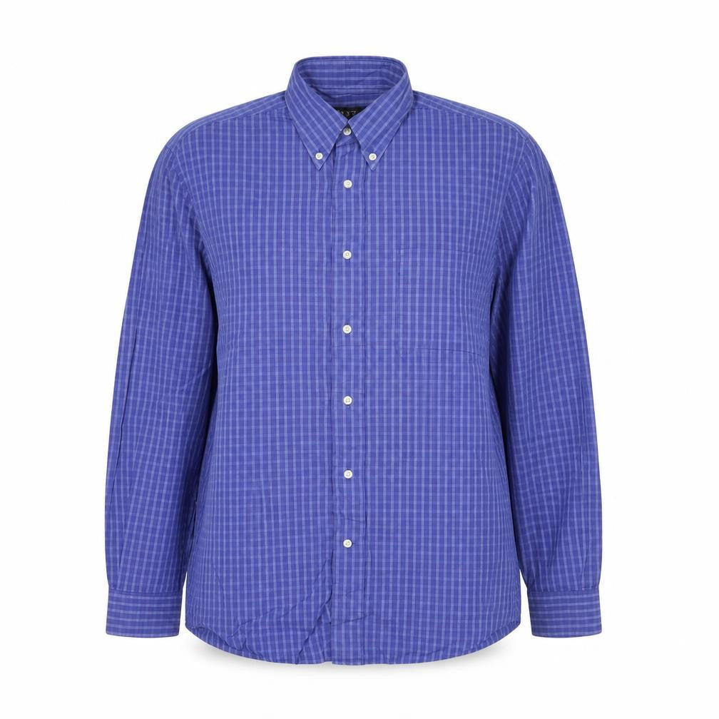Next Womens Blue Checked Button-Up Cotton Shirt Size 10