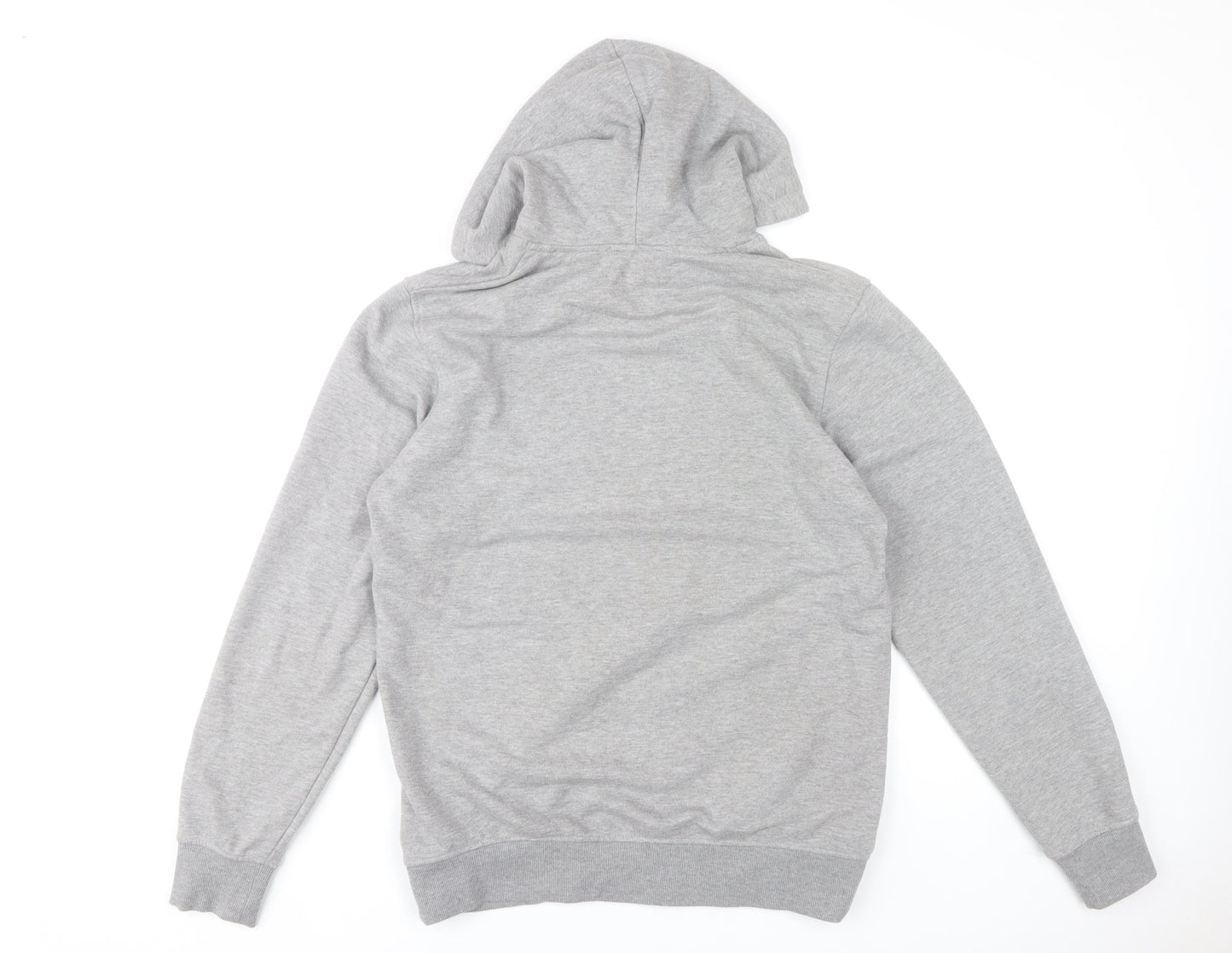 Jack & Jones Mens Grey Pullover Hoodie L Graphic Logo Cotton Blend