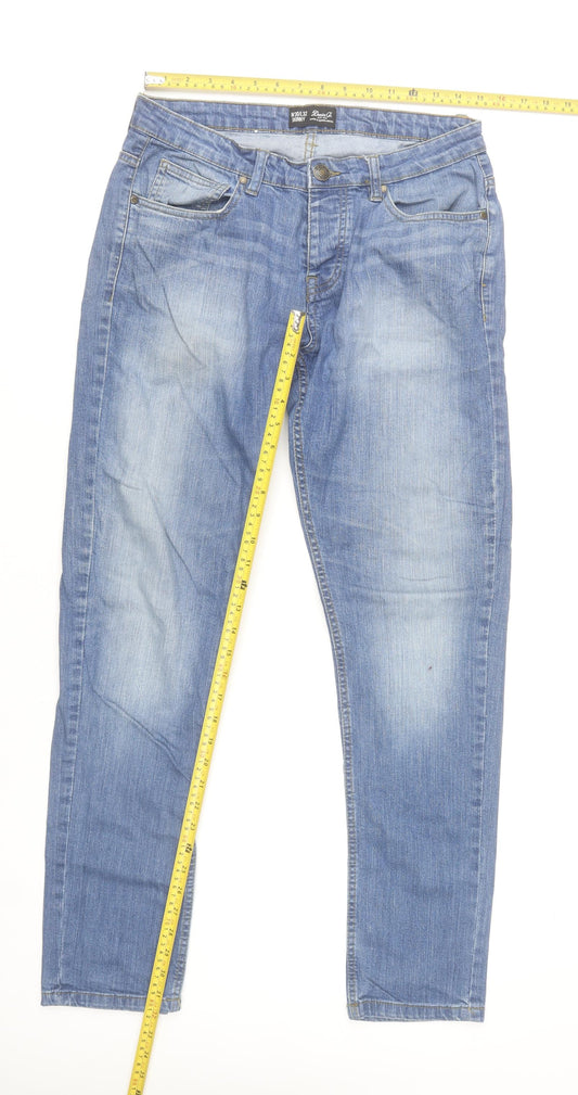 Denim Co. Men Blue Skinny Jeans W30 L32 Cotton Stretch