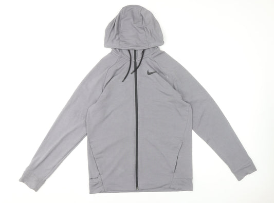 Nike Men's Grey Dri-FIT Full Zip Hoodie Size M Lightweight Sportswear