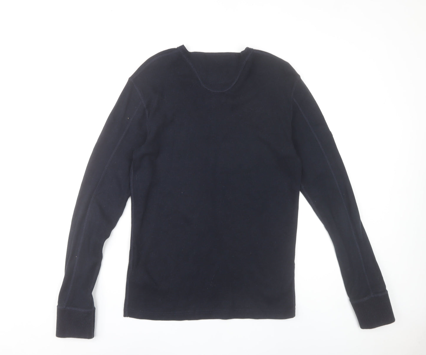 Superdry Men's Black Long Sleeve Henley T-Shirt Size L Cotton