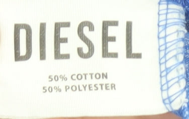 Diesel Men Blue L Regular Fit Crew Neck Cotton Blend T-Shirt