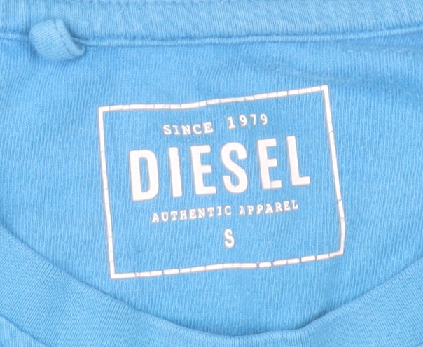 Diesel Mens Blue Crew Neck Cotton Short Sleeve T-Shirt Size S