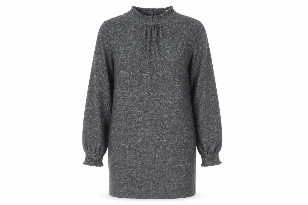 Oasis Women’s Grey Shift Dress Size S High Neck Long Sleeve