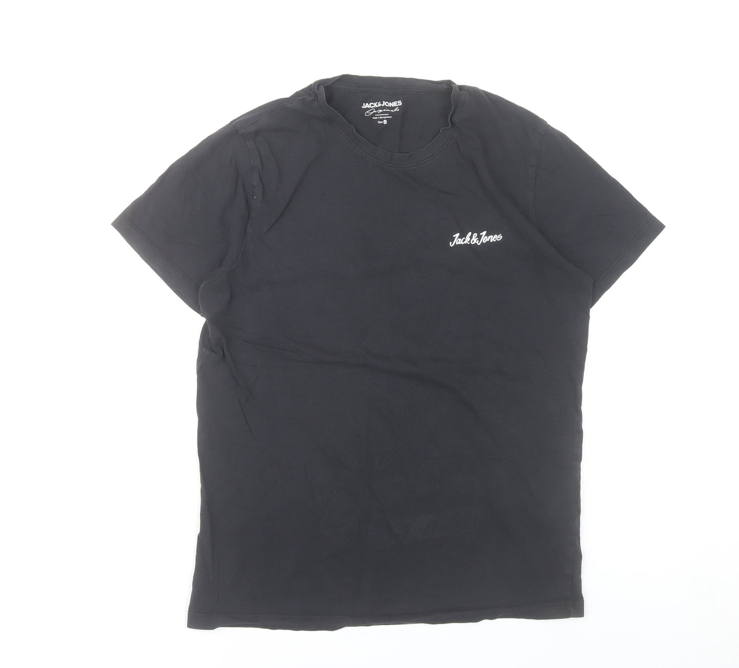 Mens UK Size S JACK & JONES Black  Cotton T-Shirt