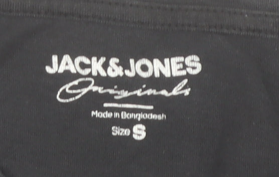 Mens UK Size S JACK & JONES Black  Cotton T-Shirt