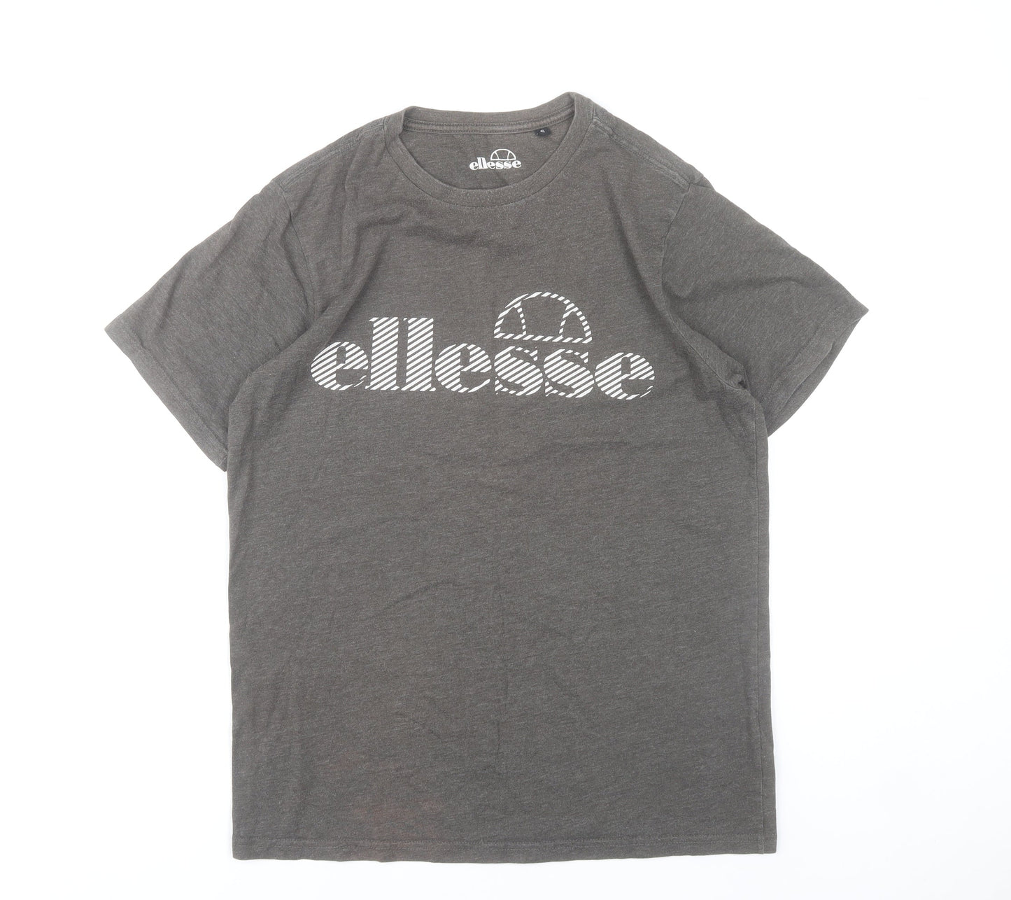 Ellesse Men’s Grey T-Shirt Small Logo Print Crew Neck