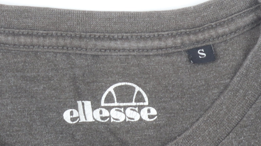 Ellesse Men’s Grey T-Shirt Small Logo Print Crew Neck