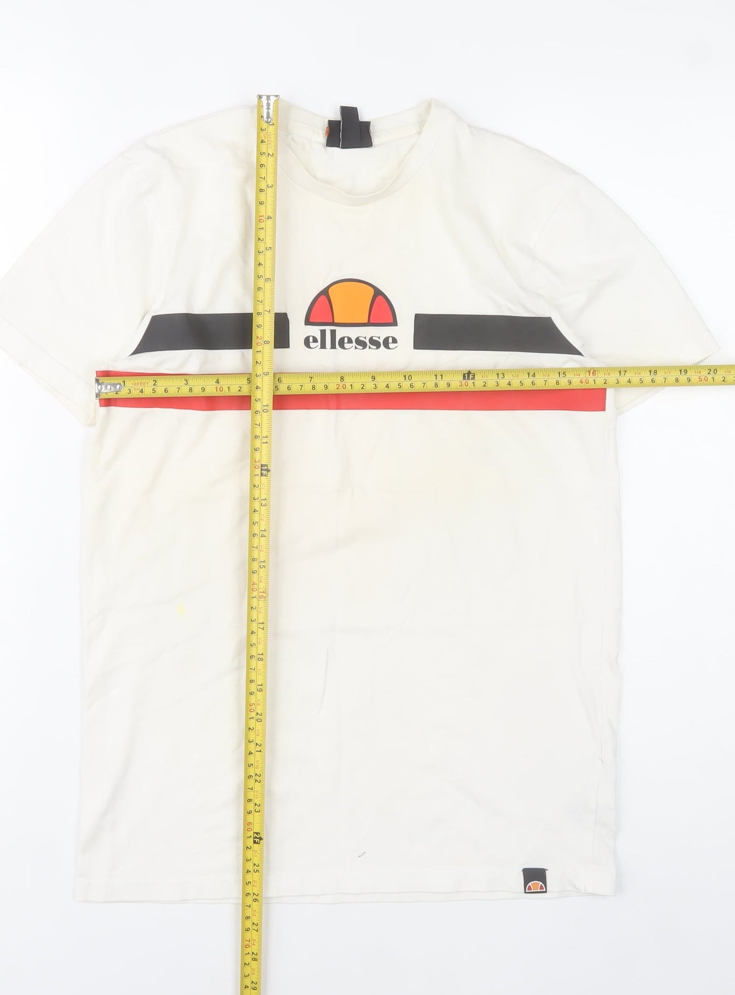 Ellesse Mens XS White Logo Graphic Cotton Crew Neck T-Shirt