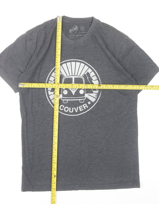 Ole Originals Men's Grey Small Graphic Print Retro T-Shirt