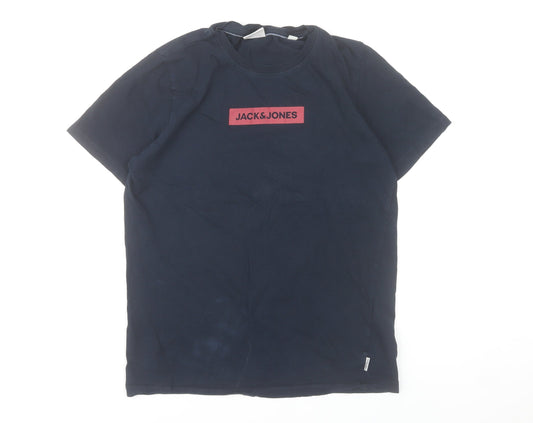 Jack & Jones Men’s Blue Logo Core T-Shirt Size S Casual Cotton