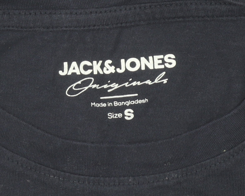 Jack & Jones Men's Blue Small Crew Neck Cotton T-Shirt