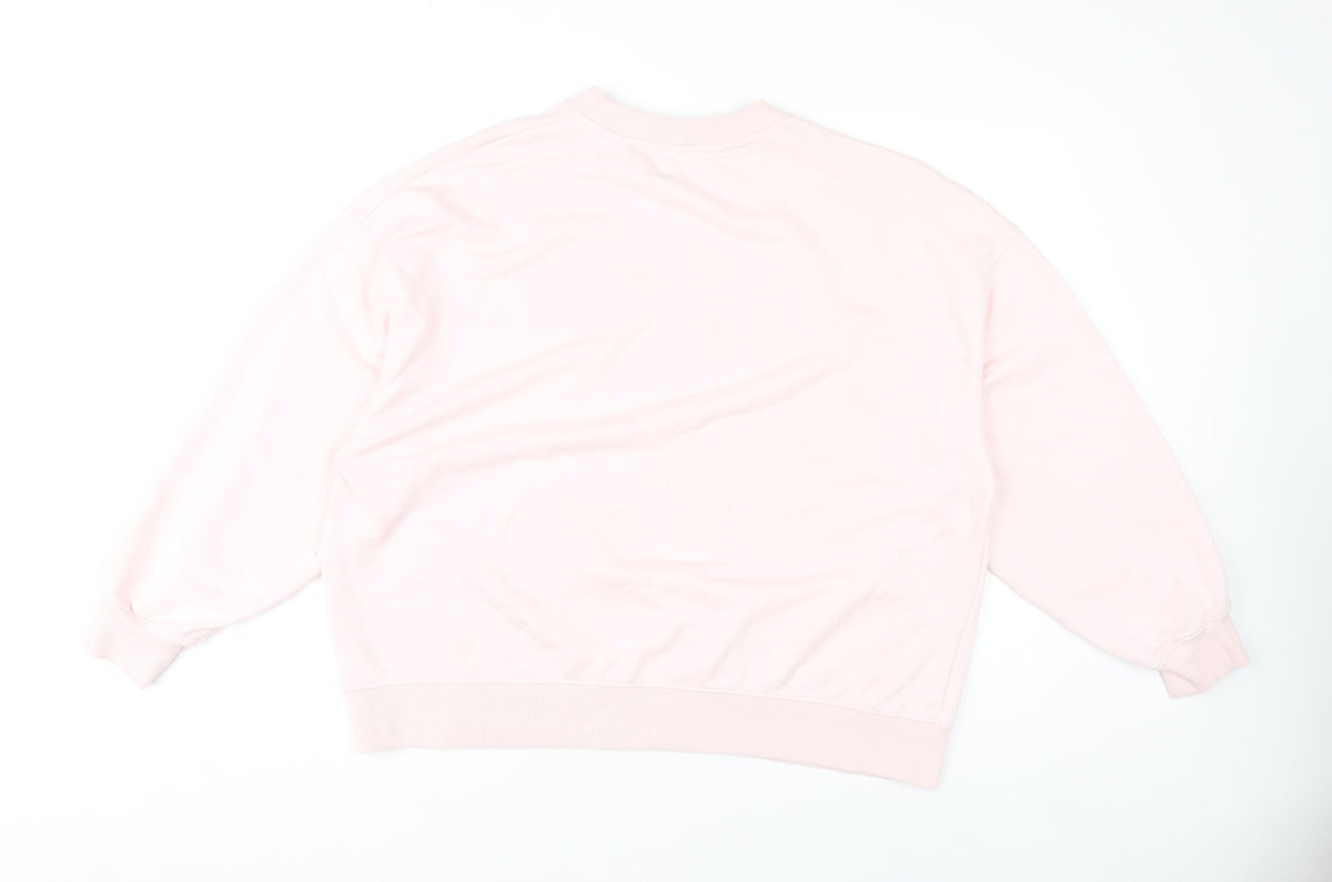 Close-up detail of Dunnes women’s pink beverly hills sweatshirt l casual