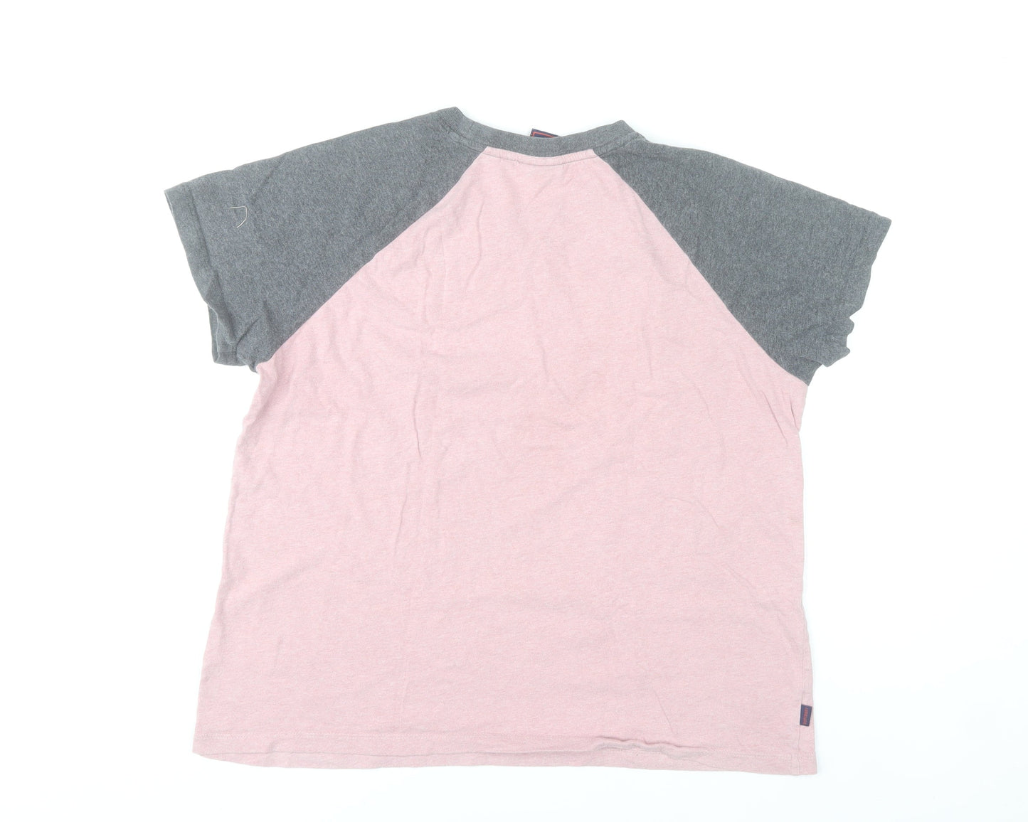 Superdry Womens Pink Grey Raglan Sleeve Cotton T-Shirt UK 14