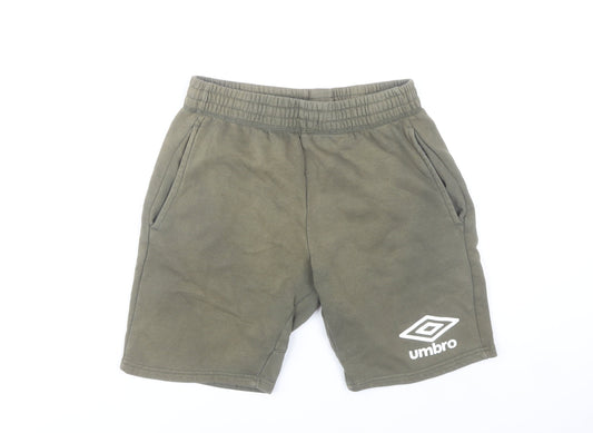 Umbro Mens Green Sweat Shorts Size M Elastic Waist Pockets