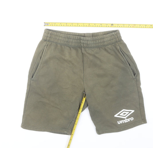 Umbro Mens Green Sweat Shorts Size M Elastic Waist Pockets