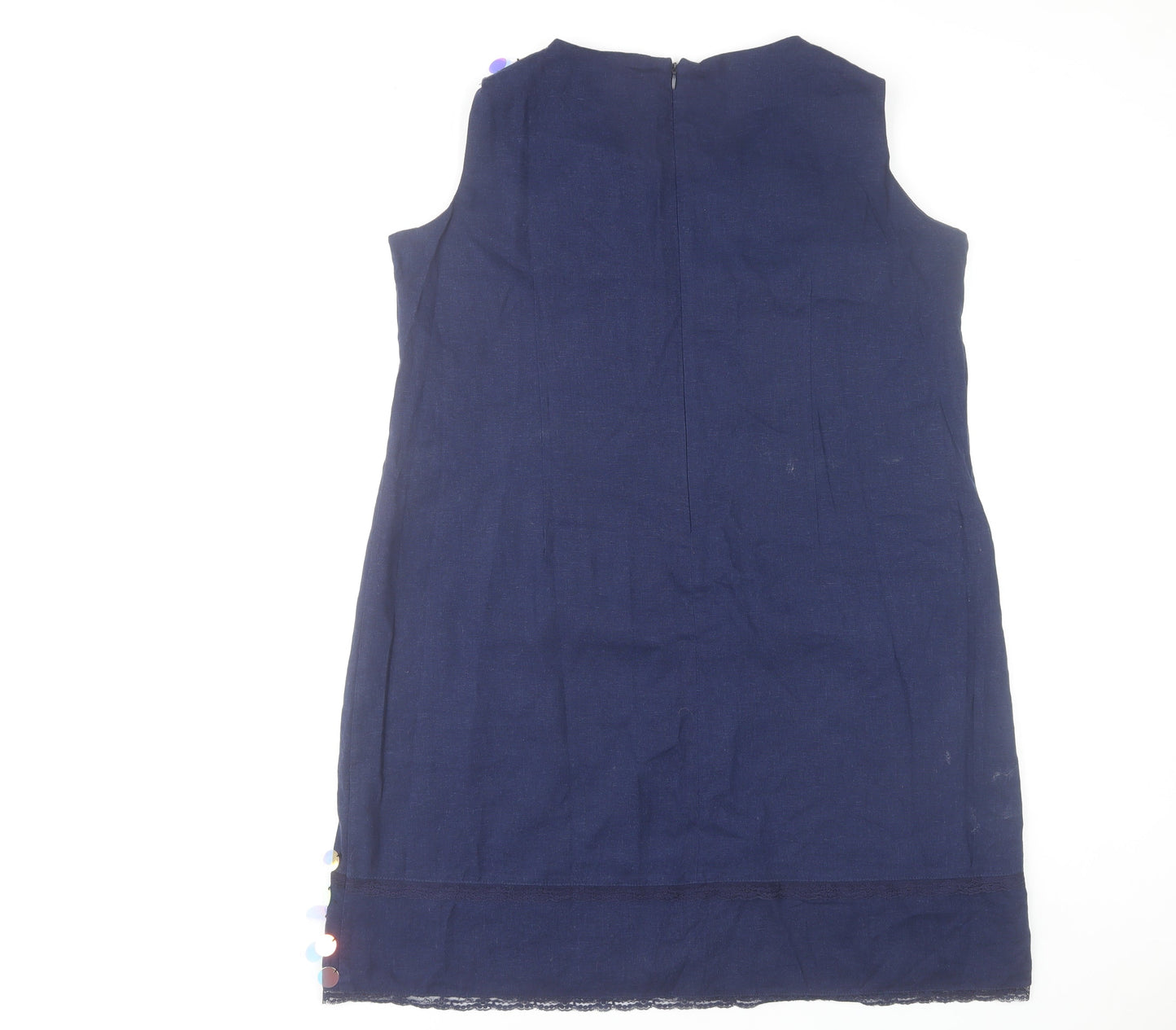 Gerard Womens Blue Sequin Shift Dress Size 18 Sleeveless Party