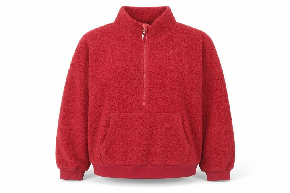 Front view of Dunnes Women’s Red Fleece Sweatshirt XL 1/2 Zip Pullover