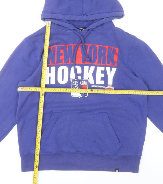 '47 Men’s Blue Pullover Hoodie Small New York Hockey Graphic Fleece