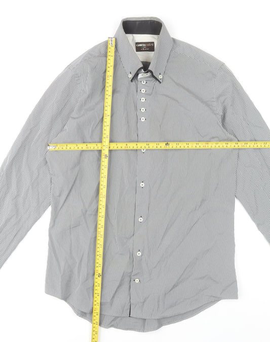 7 Camicie Men’s Grey Striped Button-Down Dress Shirt L