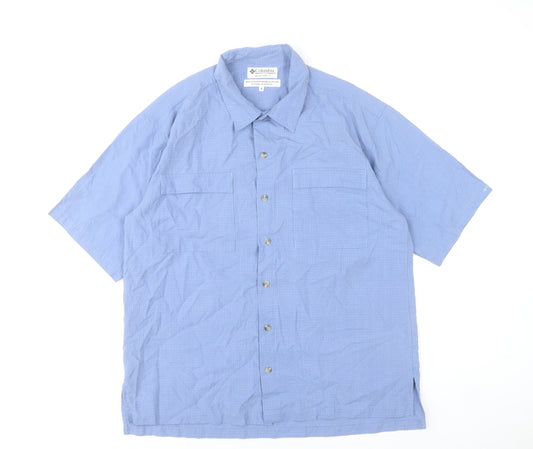 Columbia Men’s Blue Short Sleeve Button-Up Shirt Size M Casual Summer
