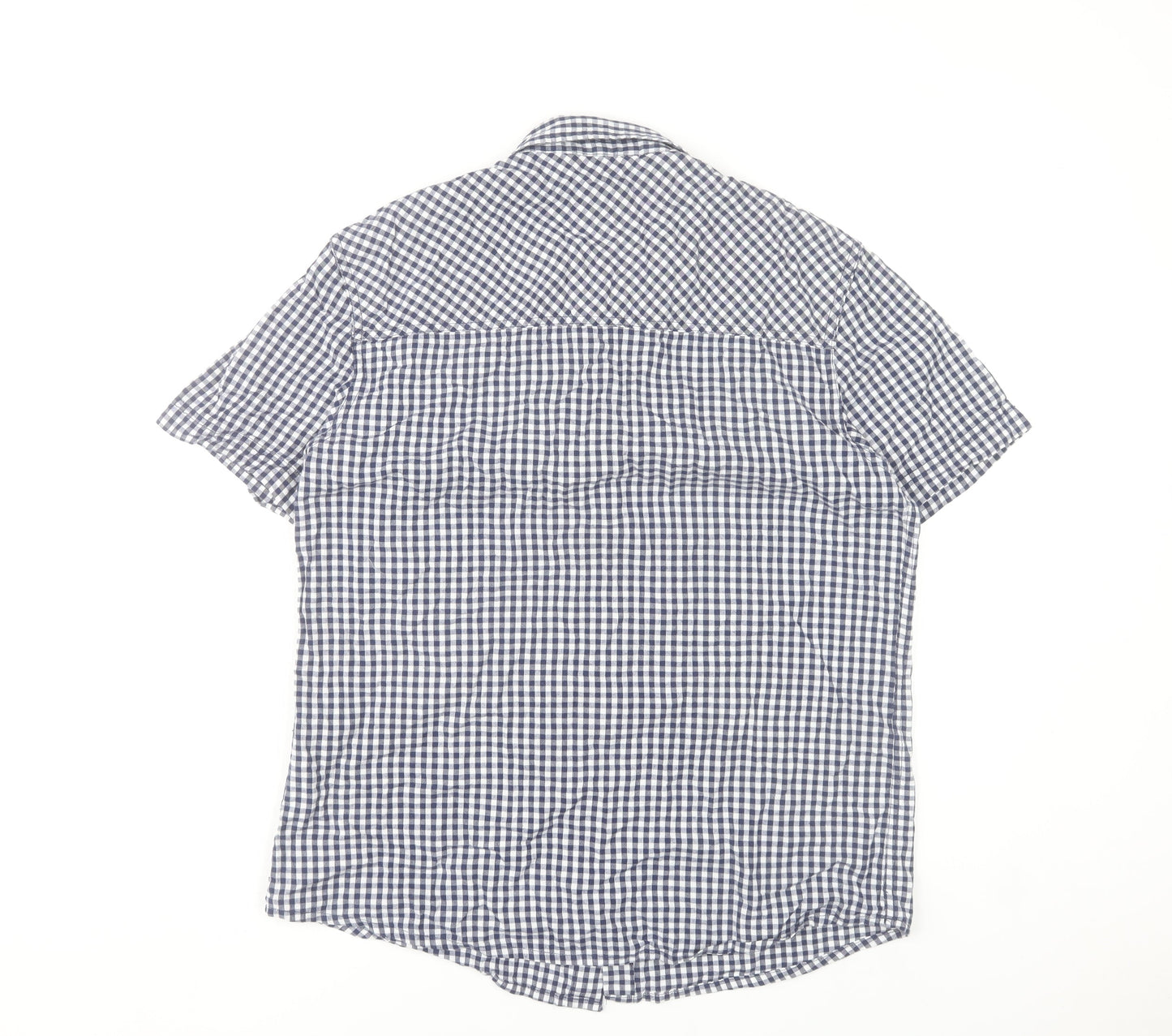 Mountain Warehouse Men's Blue Check Cotton Short Sleeve Shirt L