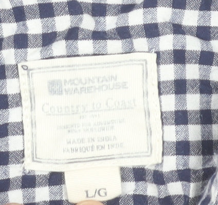 Mountain Warehouse Men's Blue Check Cotton Short Sleeve Shirt L
