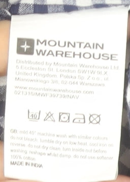 Mountain Warehouse Men's Blue Check Cotton Short Sleeve Shirt L