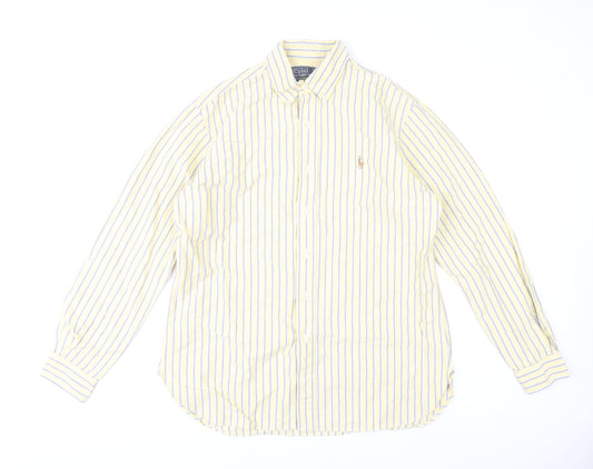 Ralph Lauren Men’s Yellow Striped Cotton Button-Up Shirt L