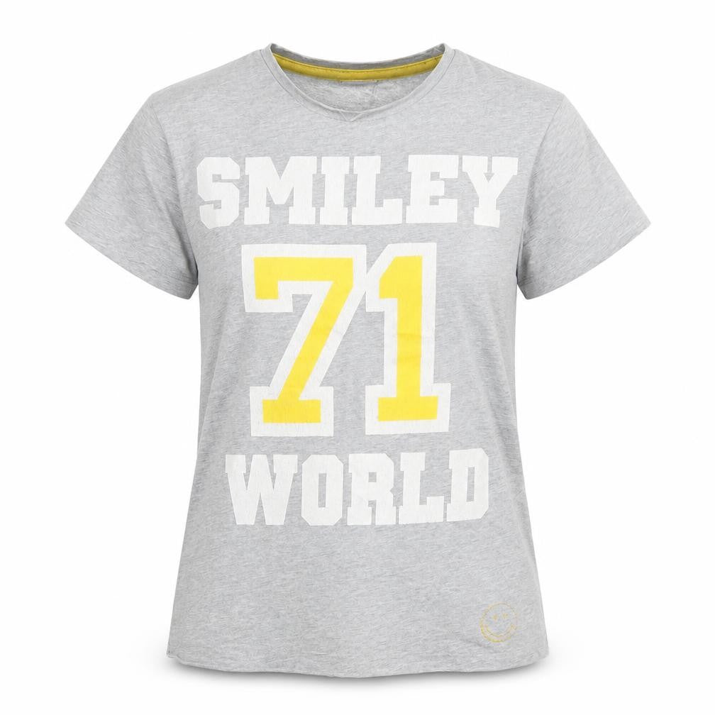 SmileyWorld Womens Grey XS Graphic T-Shirt Short Sleeve Cotton Blend