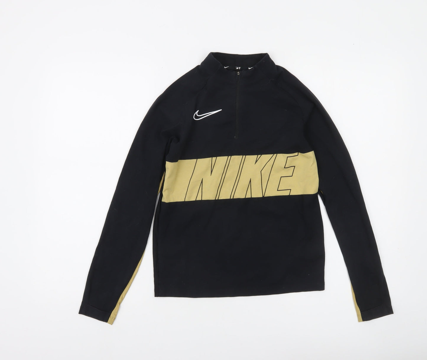 Nike Boys Black & Gold Long Sleeve Dri-FIT 1/4 Zip Activewear Top 11-12Y