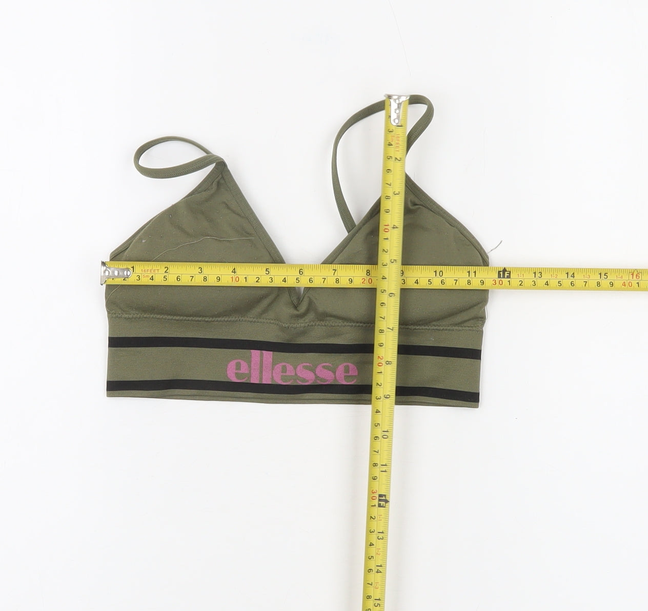 Ellesse Women Green Small Sports Bra Nylon Elastane Stretch Activewear