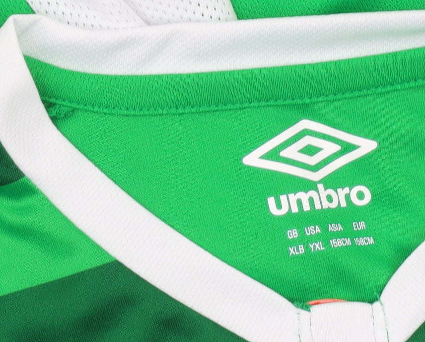 Umbro Boys Green Football Jersey Long Sleeve Sports Top 13 Years