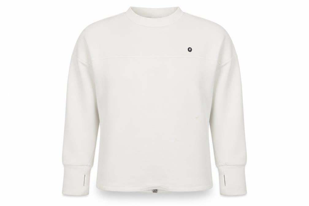 Powercut Women White Cotton Blend Sweatshirt UK 10-12