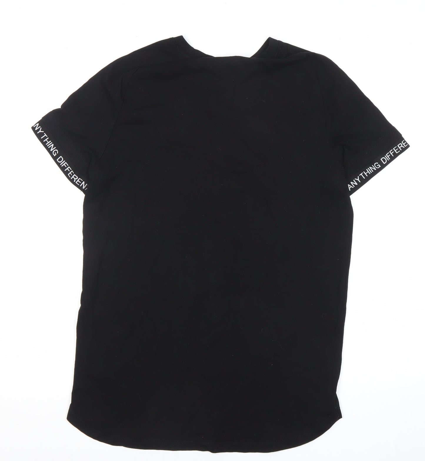 Bershka Mens Black M Graphic Logo Cotton T-Shirt Regular Fit