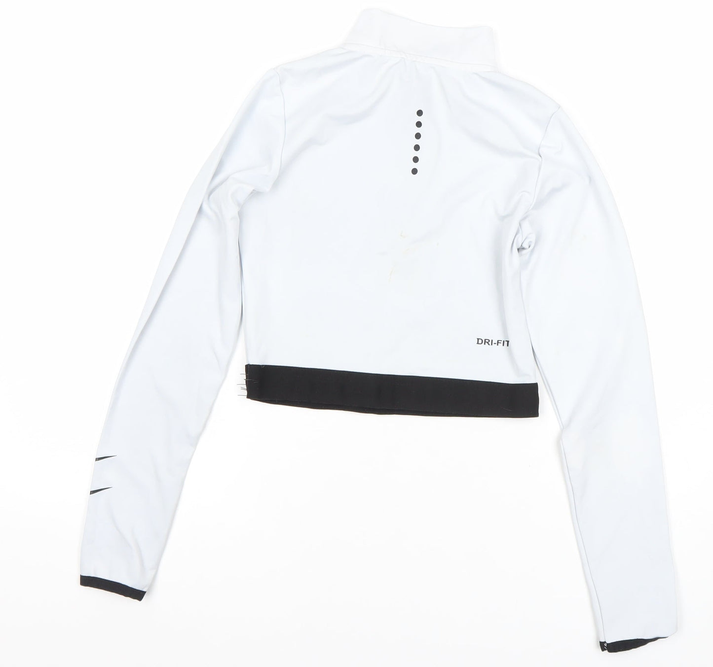 Nike Women White Cropped Dri-Fit Long Sleeve 1/4 Zip Top Size S