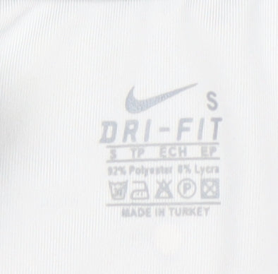Nike Women White Cropped Dri-Fit Long Sleeve 1/4 Zip Top Size S
