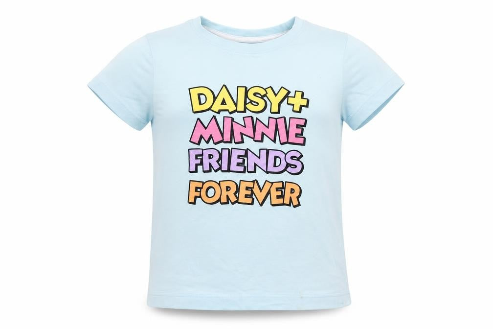 Front view of Disney girls’ blue minnie daisy graphic t-shirt 5-6 years cotton