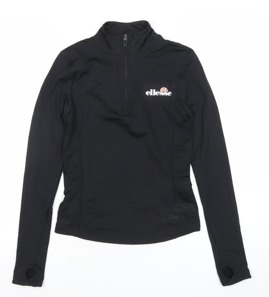 Ellesse Womens Black Size 6 Long Sleeve 1/4 Zip Activewear Top