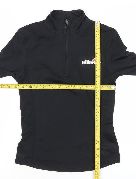 Ellesse Womens Black Size 6 Long Sleeve 1/4 Zip Activewear Top