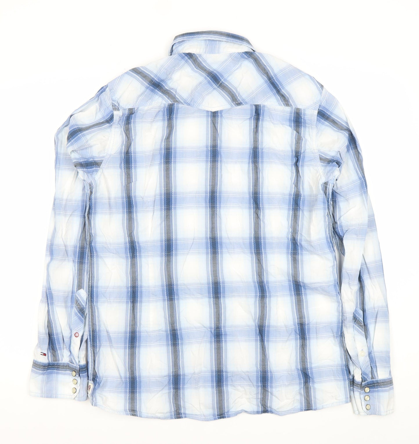 Tommy Hilfiger Mens Blue Plaid XL Long Sleeve Cotton Shirt