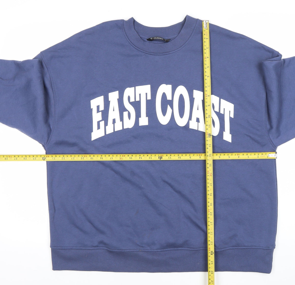 Back view of Dunnes Women Blue Pullover Sweatshirt L East Coast Graphic Cotton Blend