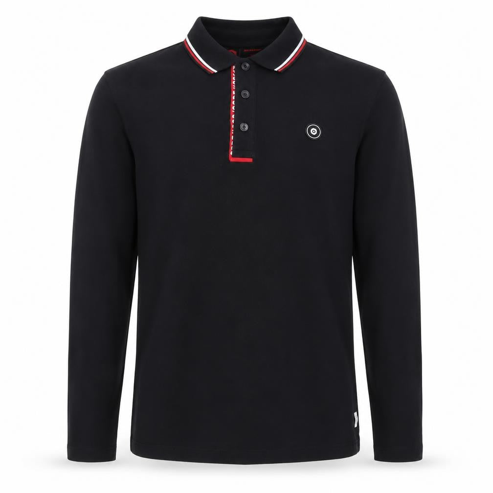 Jack & Jones Men’s Black Long Sleeve Polo Shirt Size M Cotton